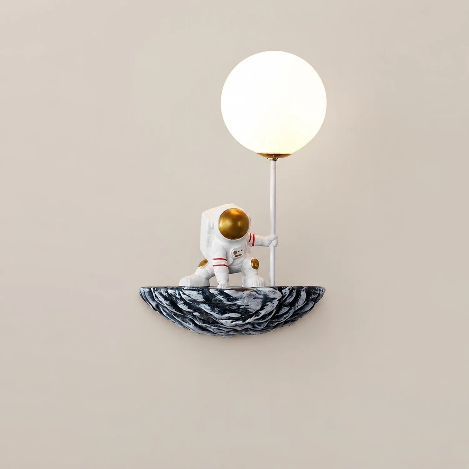 Fateh Decorative Astronaut Glass/Acrylic Wall Lamp, White/Blue-White - Lumpaz