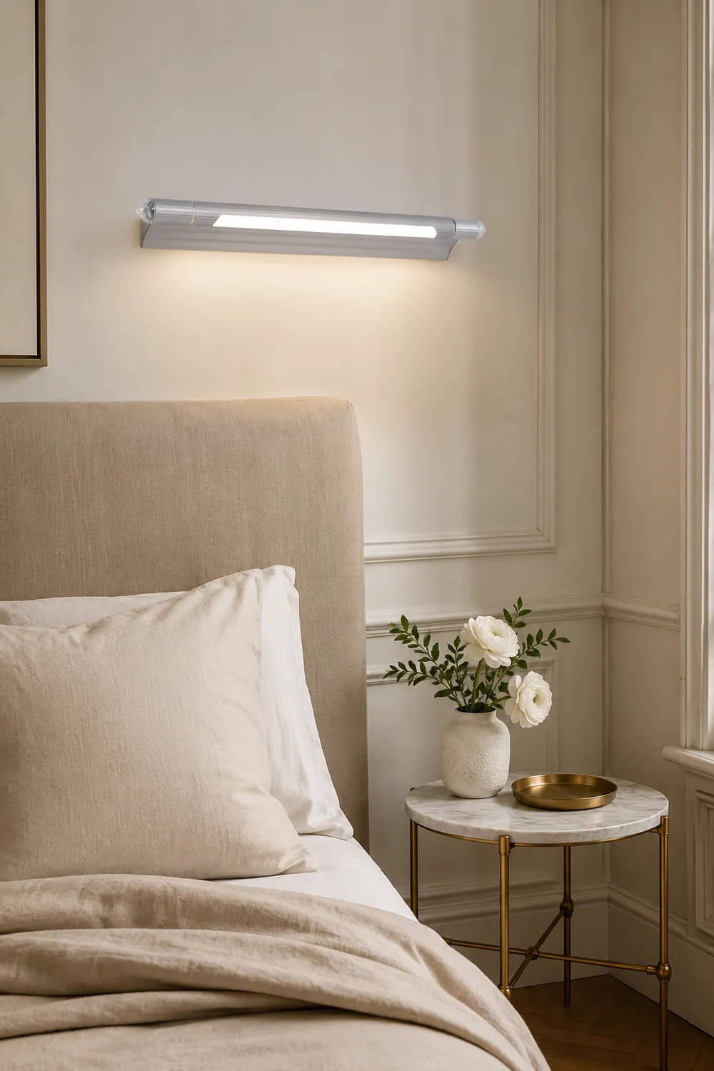 Edge Minimalist Linear Led Vanity Wall Lamp, Silver, Bathroom - Lumpaz