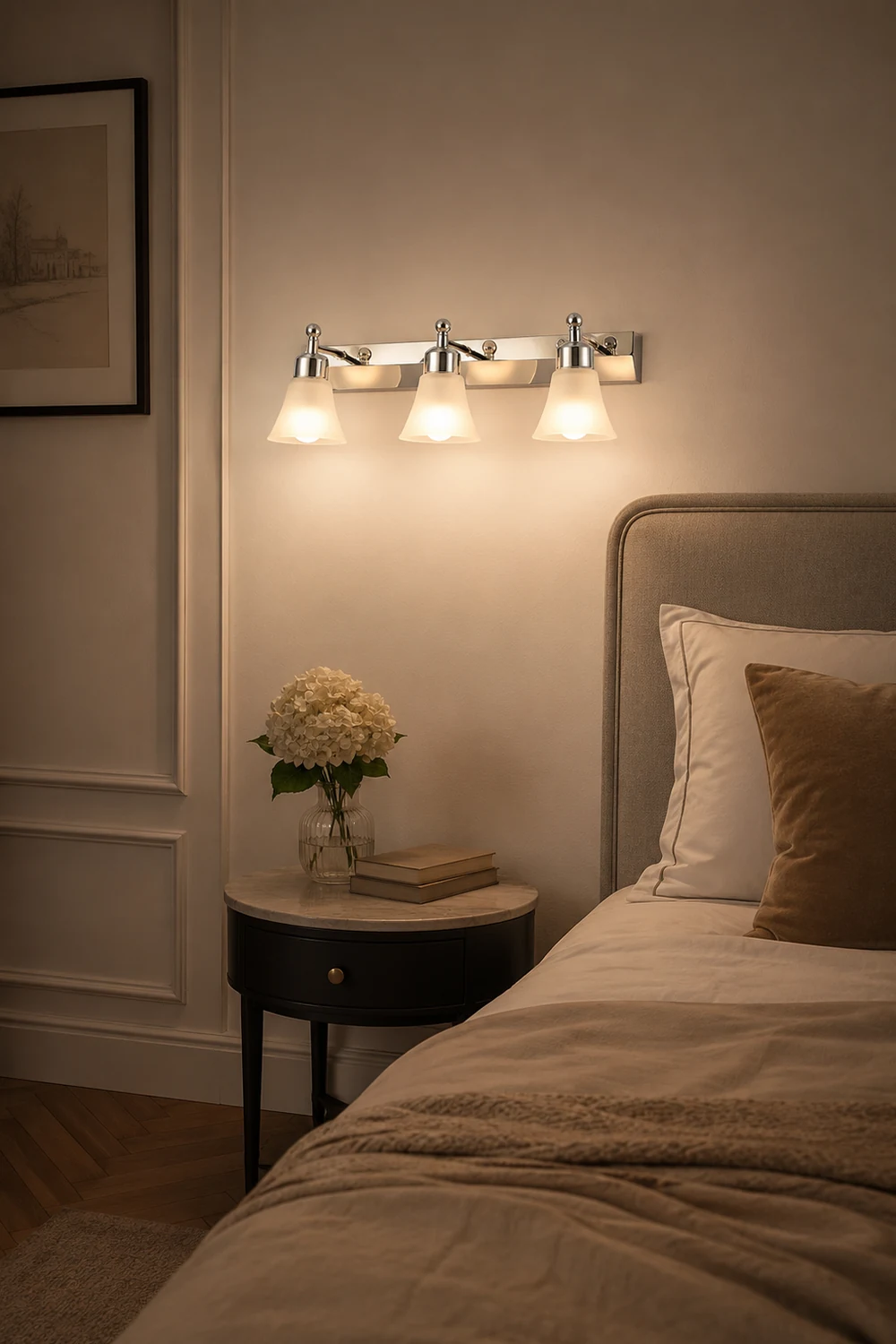 Leigh Nordic Flower Shaped Steel&Glass Bedroom Wall Lamps, Sliver - Lumpaz