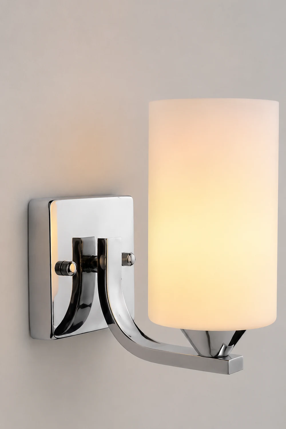 Eryn Minimalism Cylindrical Metal Glass Art Vanity Wall Lamp, Black/Chrome - Lumpaz