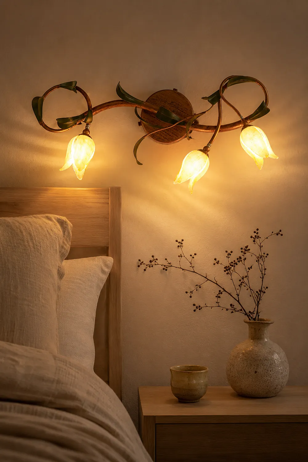 Félicie Vintage Flower Metal&Glass Wall Lamp, Copper - Lumpaz
