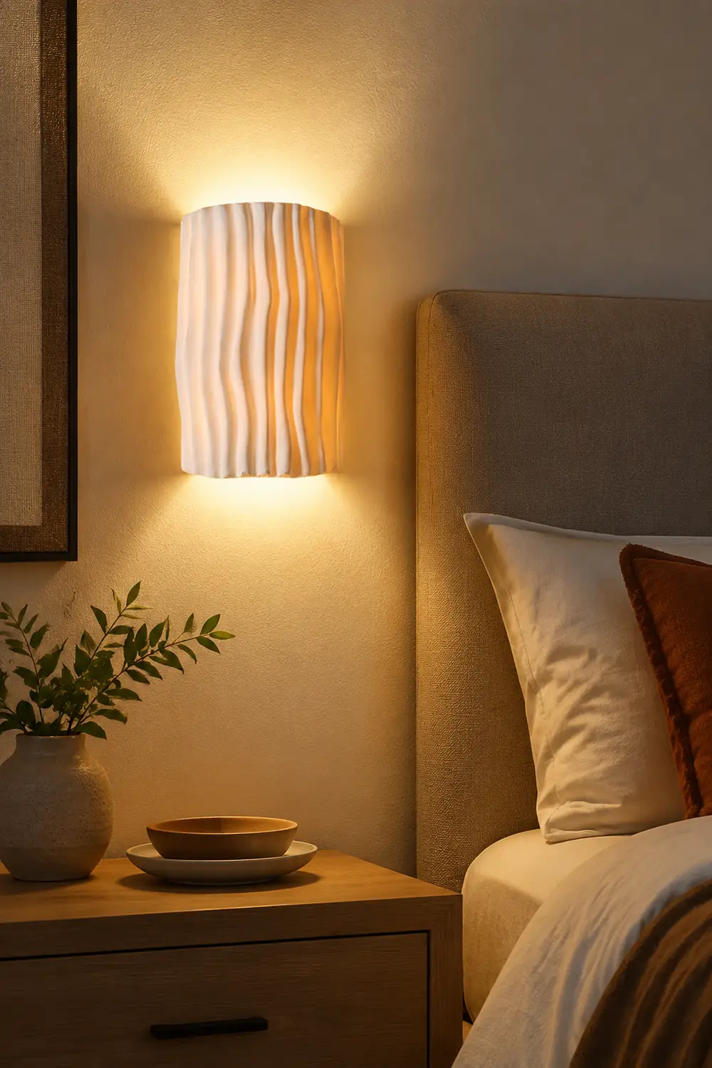 Morandi Retro LED Wall Lamps White/Gray/Orange/Green Resin Bedroom - Lumpaz