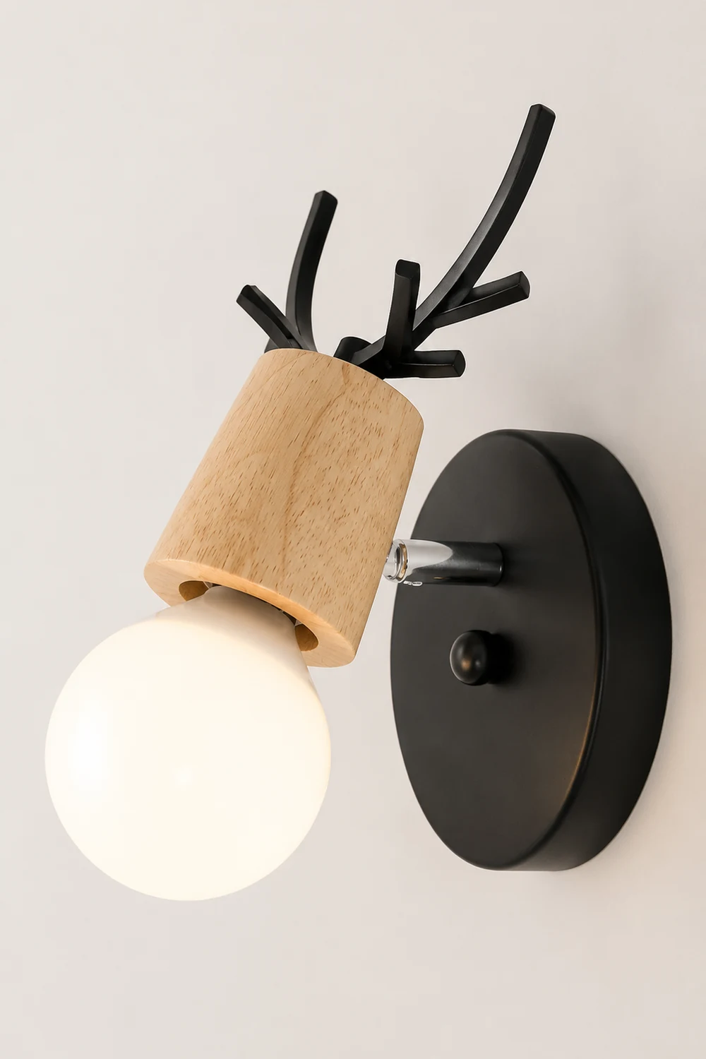 Ozawa Modern Antler Wood/Glass Wall Lamp, Bedroom/Bathroom - Lumpaz