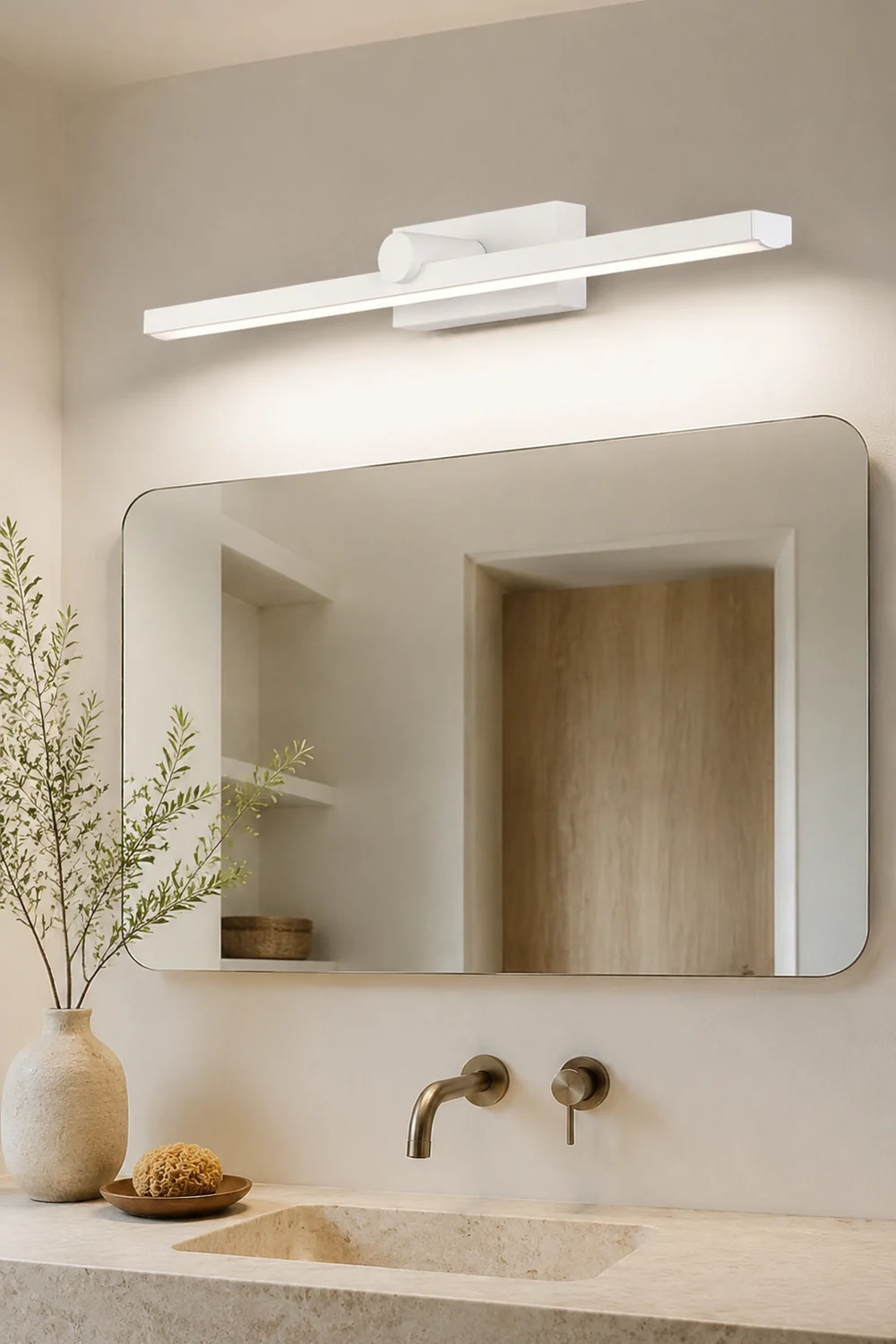 Edge Minimalist Linear Led Vanity Wall Lamp, White, Bathroom - Lumpaz
