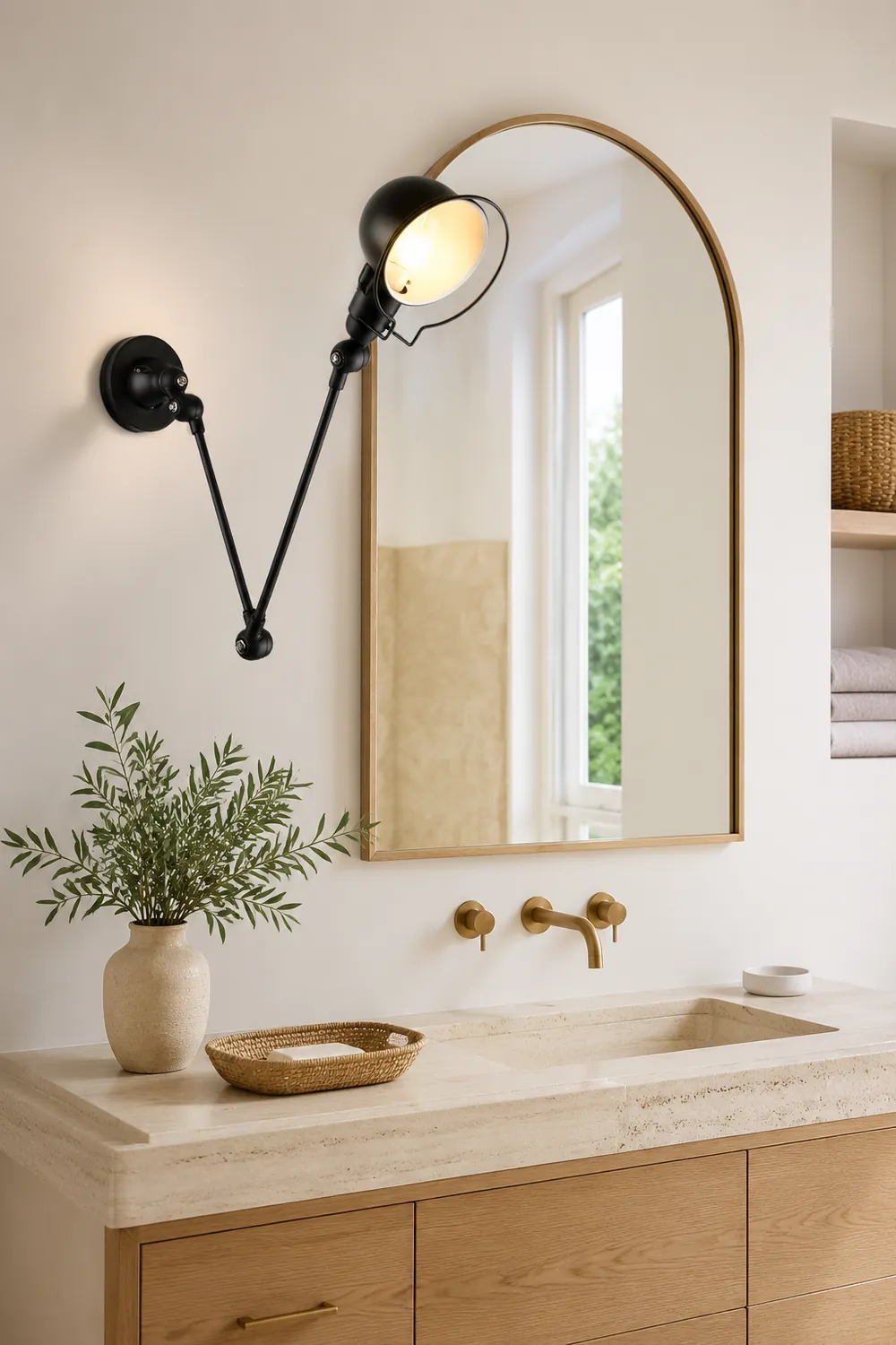 Brady Wall Lamp Bowl Circle Adjustable Metal, 2 Color, Living Room - Lumpaz