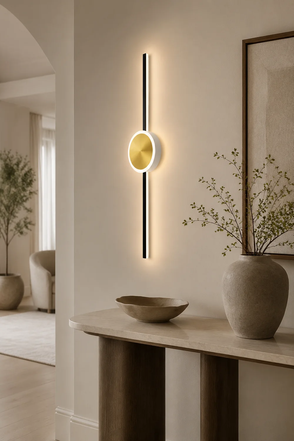 Emyr Modern Simple Circular Line Gold Acrylic Wall Lamp - Lumpaz