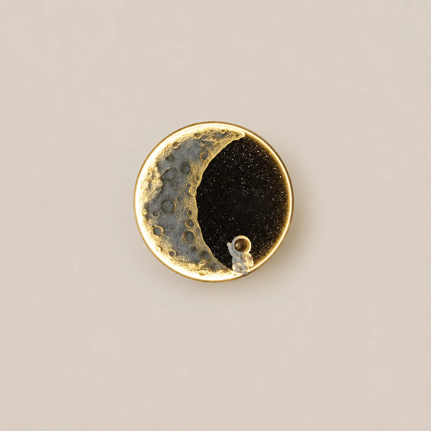 Elif Modern Astronaut Moon Metal Black Wall Lamp - Lumpaz