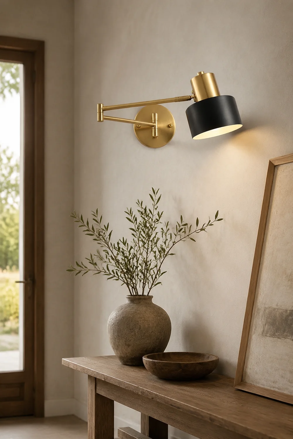 Freja Wall Lamp Modern, Metal Adjustable, Black/Gold, Bedroom - Lumpaz