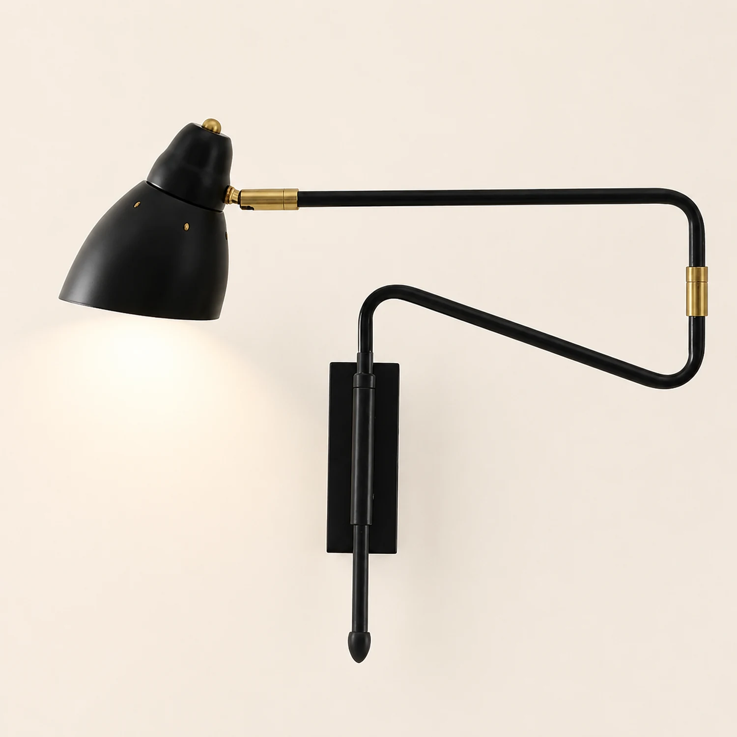 Freja Wall Lamp Modern, Metal Adjustable, Black/Gold, Study - Lumpaz
