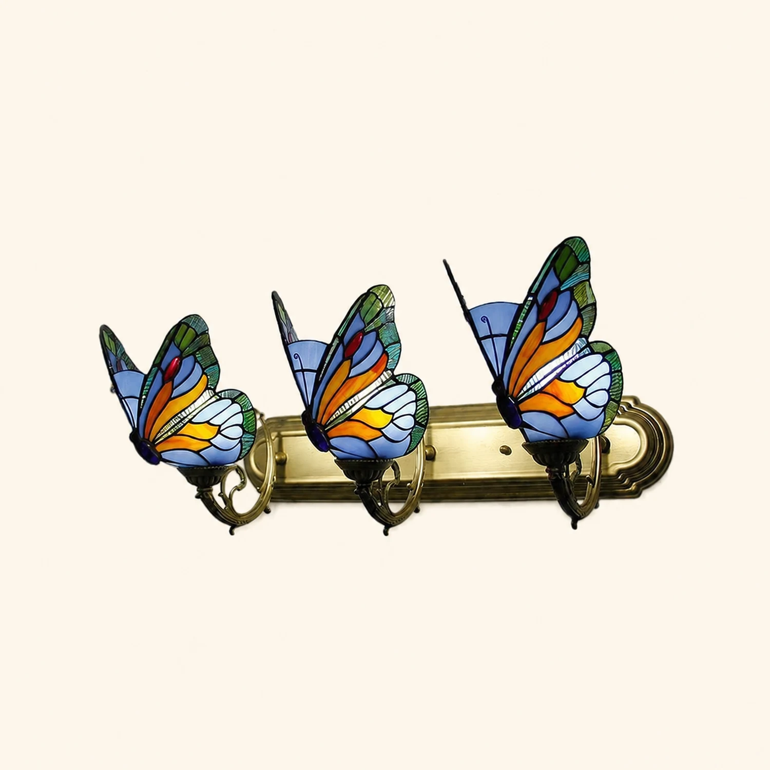 Kady Artistic Butterfly Metal/Glass Lamps Wall, Red/Blue/Multi-Color/Light Blue - Lumpaz