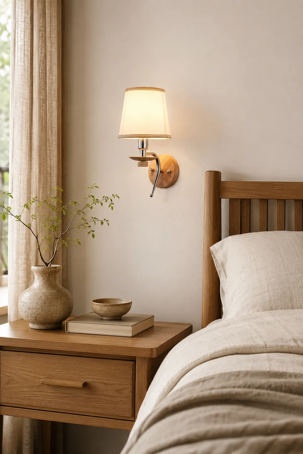 Eryn Modern Geometric Wood Vanity Wall Lamp, Bedroom/Bathroom - Lumpaz