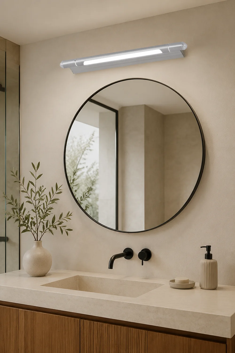 Edge Minimalist Linear Led Vanity Wall Lamp, Silver, Bathroom - Lumpaz