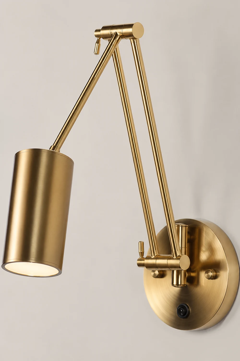 Freja Wall Lamp Cylindrical Adjustable Lamp Pole Metal Brass, Bedroom - Lumpaz
