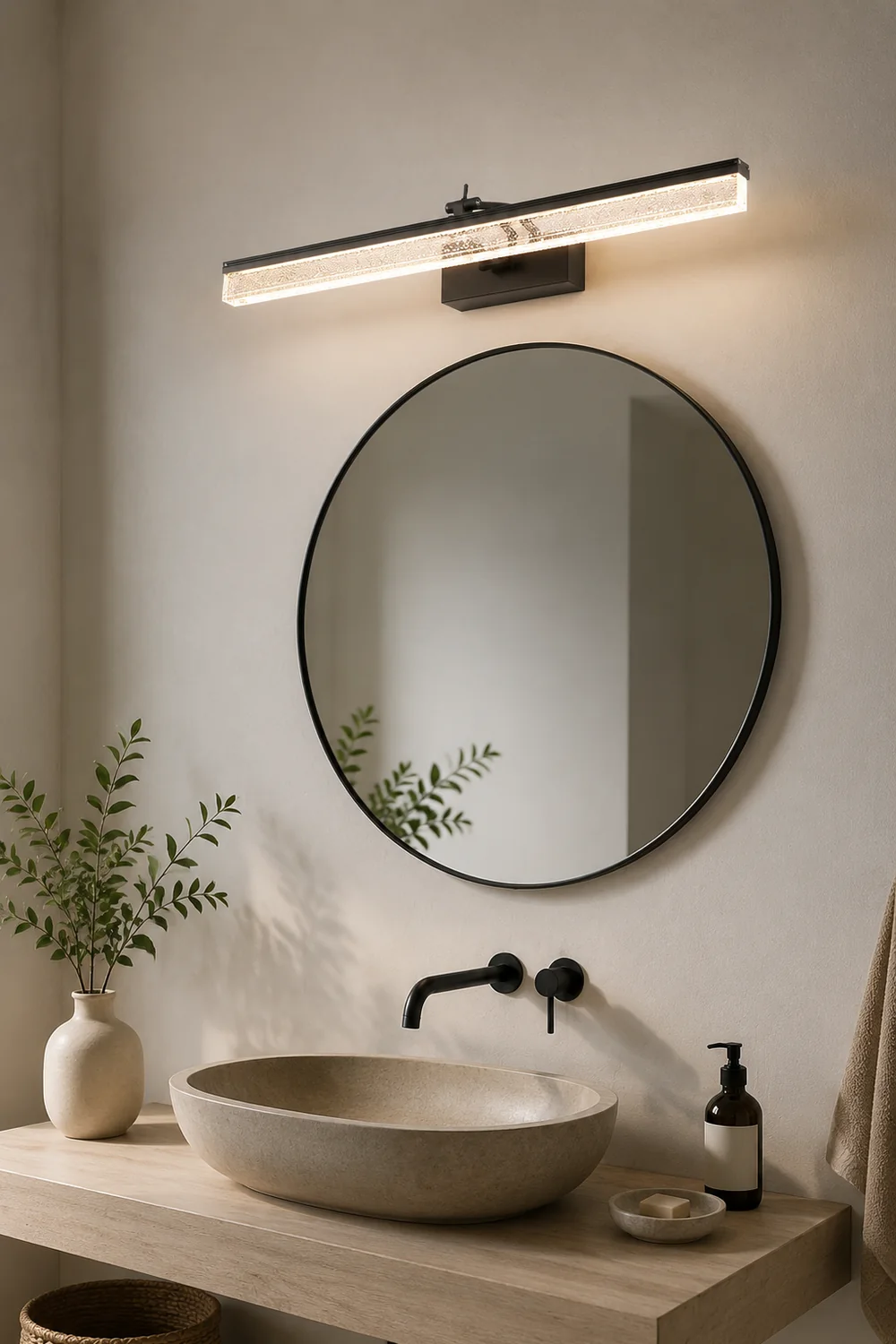 Edge Minimalist Linear Metal/Acrylic Mirror Front Vanity Wall Lamp, Black/White/Silver - Lumpaz