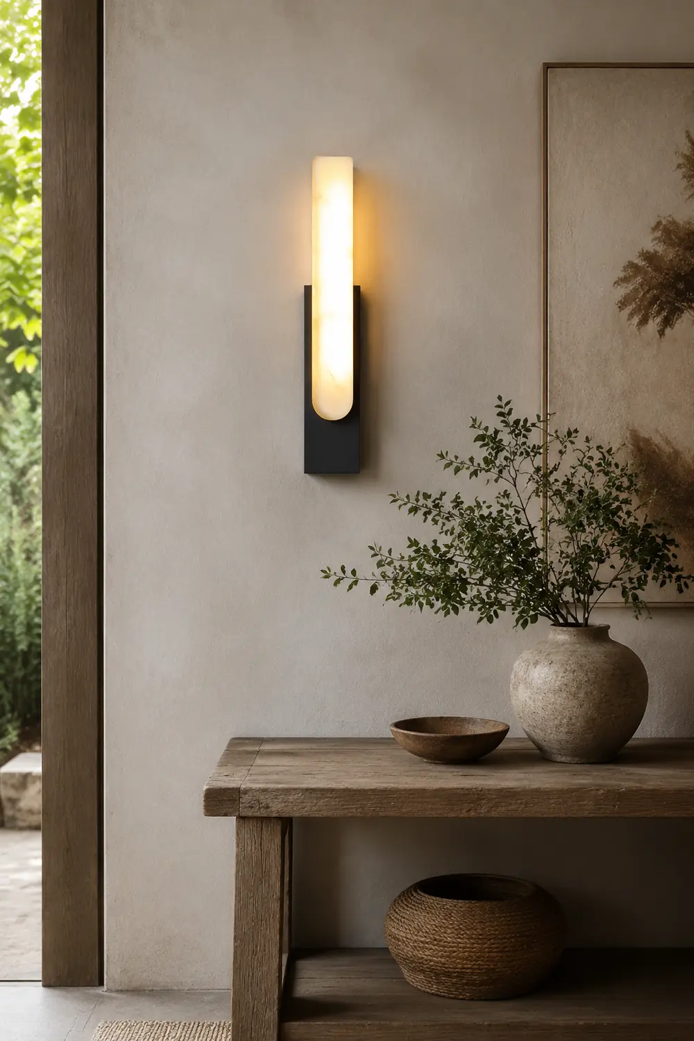 Chan Modern Rectangular Stone Metal Wall Lamp - Lumpaz