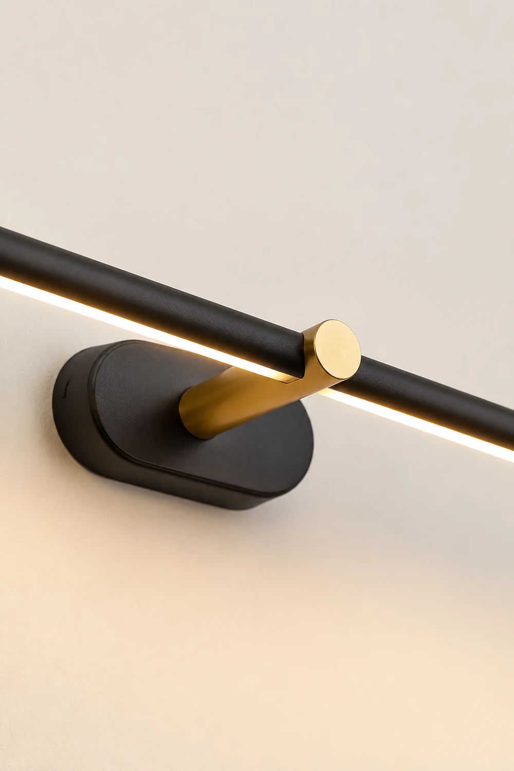 Leigh Minimalist Linear Metal/Acrylic Wall Lamp, White/Black/Gold - Lumpaz