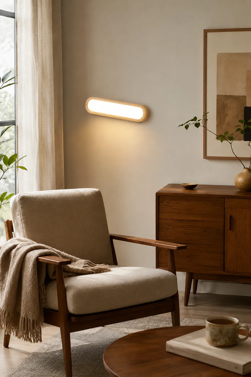 Ozawa Rectangular Wooden Energy Saving Oblong Wall Lamp - Lumpaz