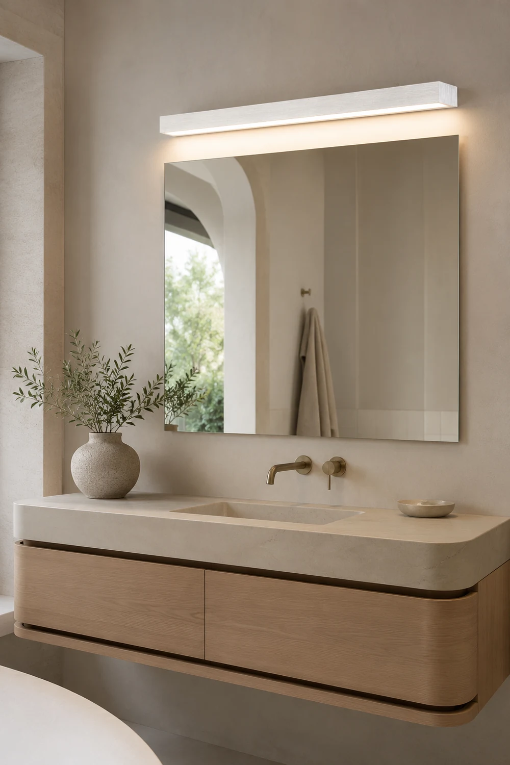 Edge Wall Lamp Linear Minimalist Mirror Front, White, Bathroom - Lumpaz