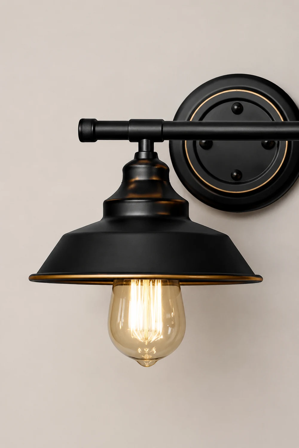 Alessio Retro Bowl-shaped Cast Metal Wall Lamp, Black - Lumpaz