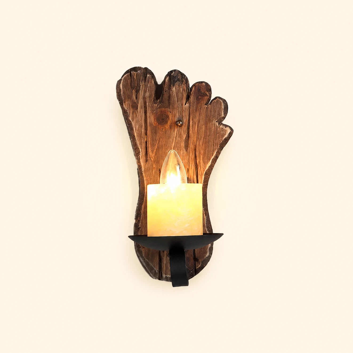 Austin Wall Lamp Foot Shape Vintage, Wood/Metal, Bedroom - Lumpaz