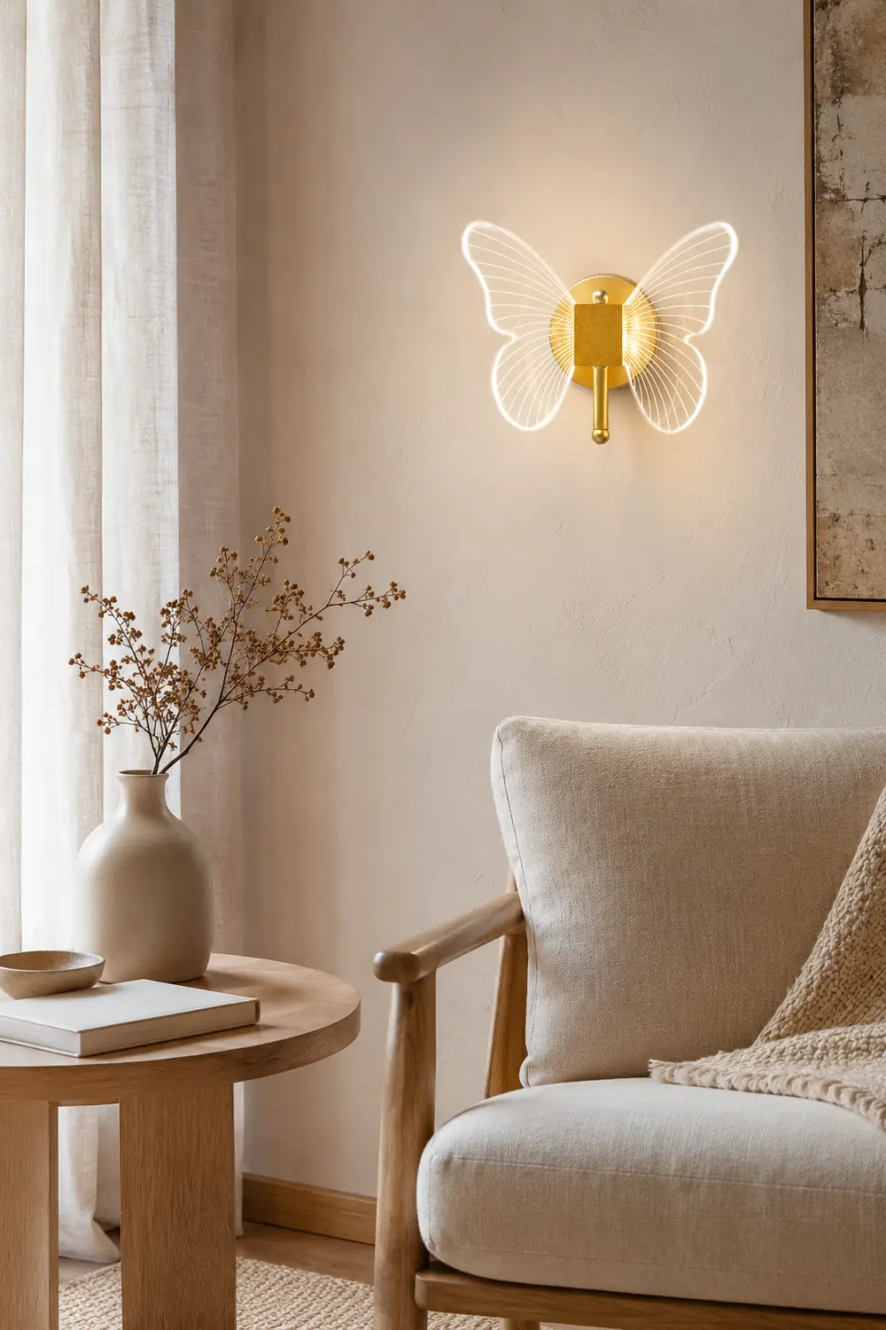 Kady Cute Butterfly Metal Wall Lamp, Gold - Lumpaz