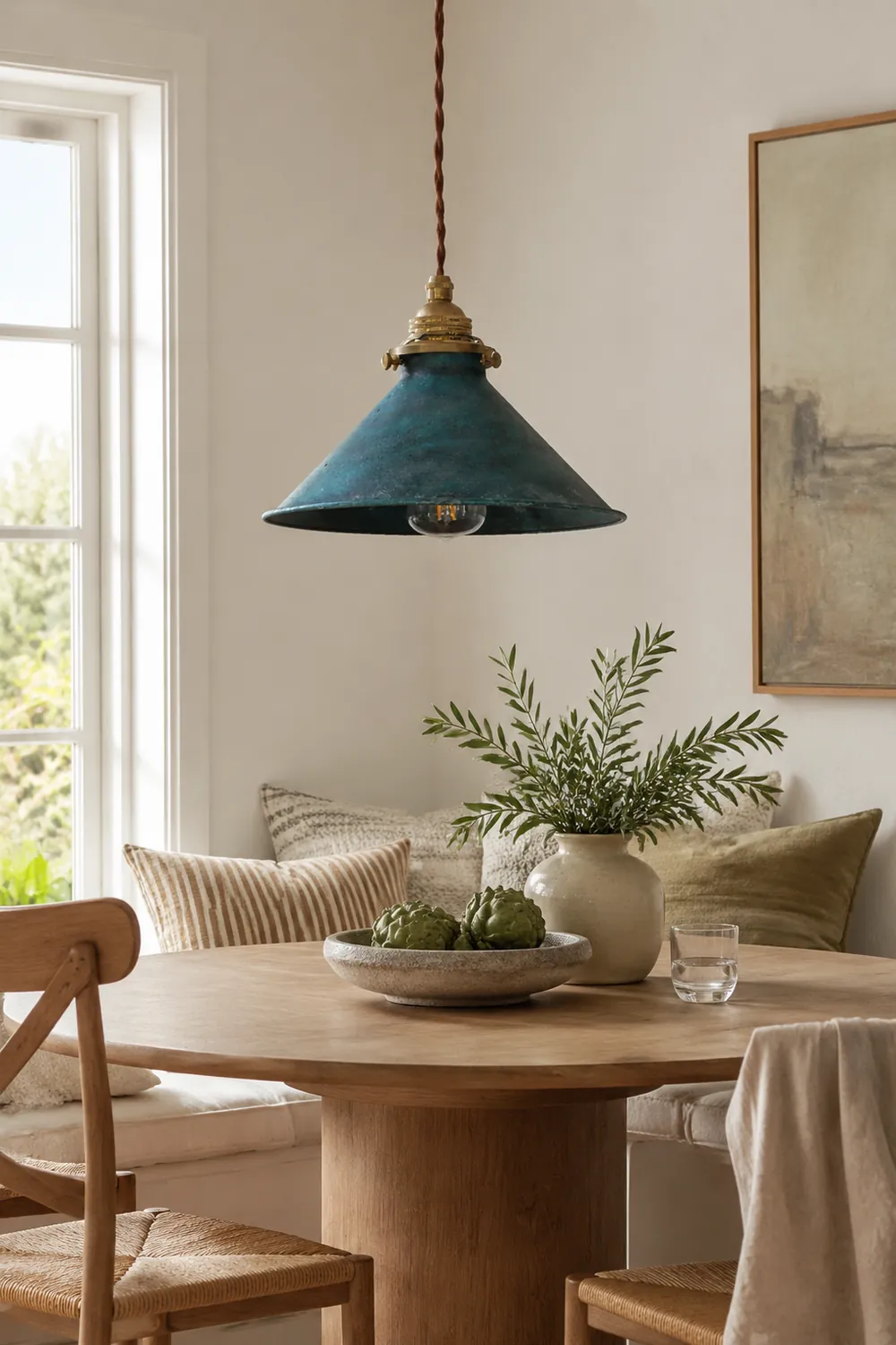 Alessio Vintage LED Rustic Pendant Light Metal Blue Kitchen Balcony - Lumpaz