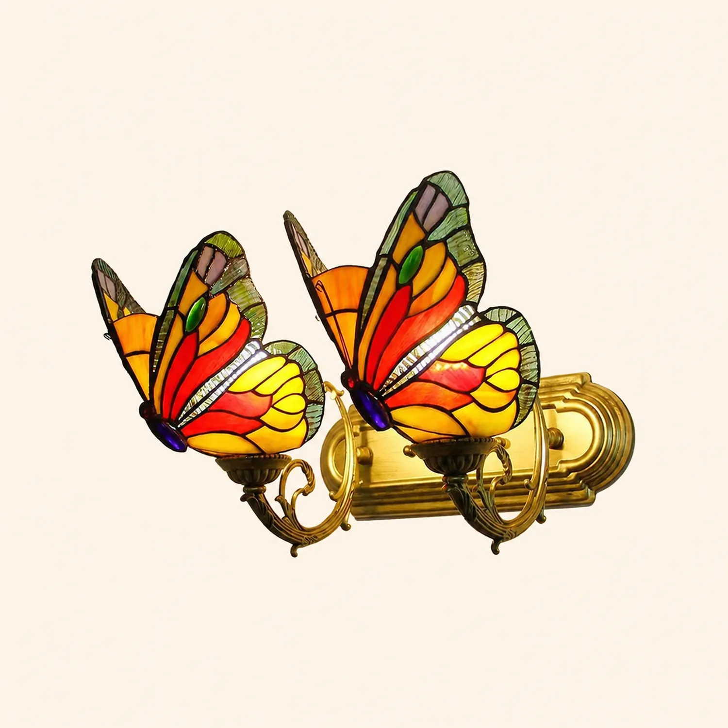 Kady Artistic Butterfly Metal/Glass Lamps Wall, Red/Blue/Multi-Color/Light Blue - Lumpaz