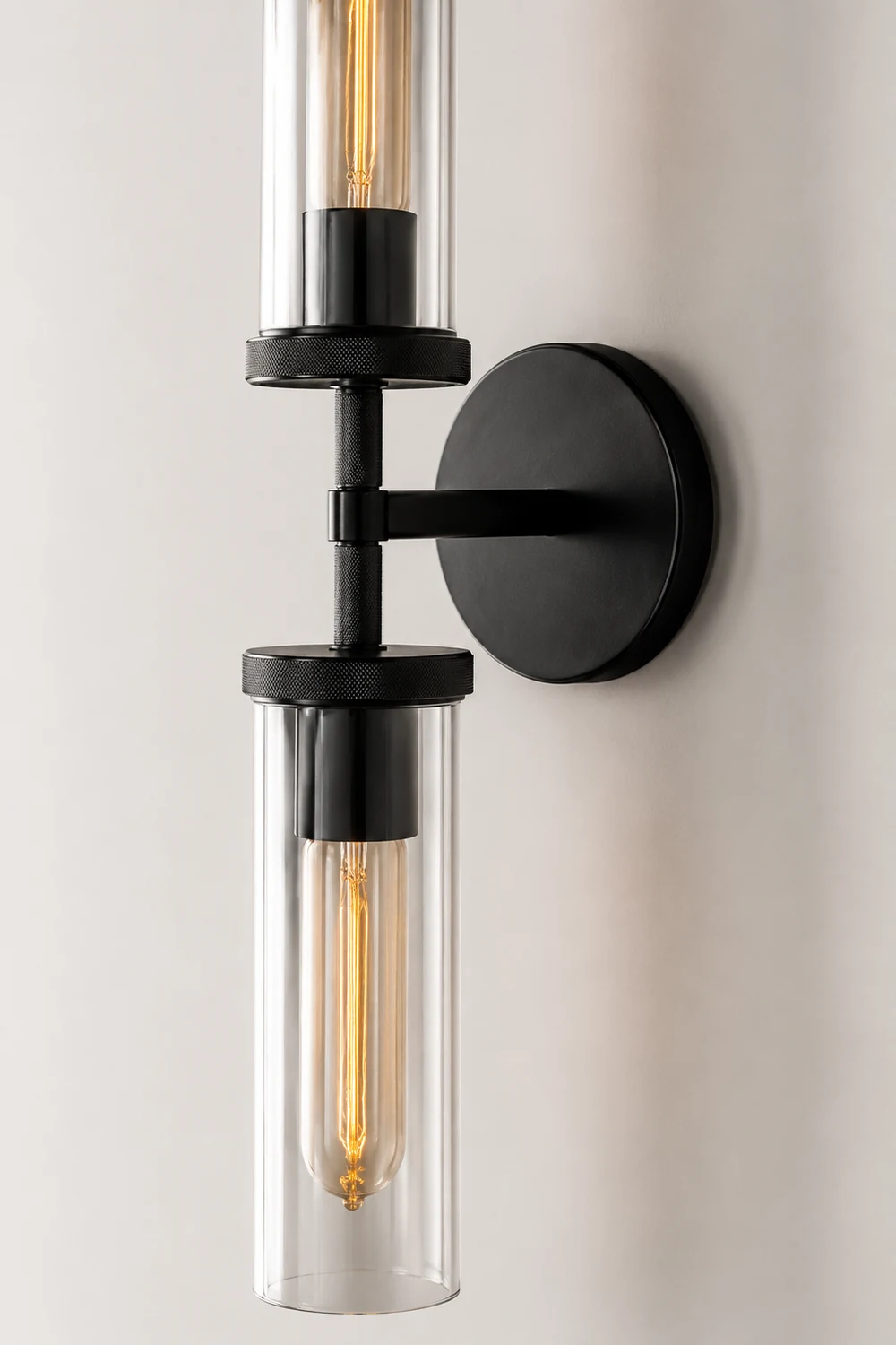 Leigh Modern Cylindrical Metal Led Wall Lamp, Black/Copper - Lumpaz