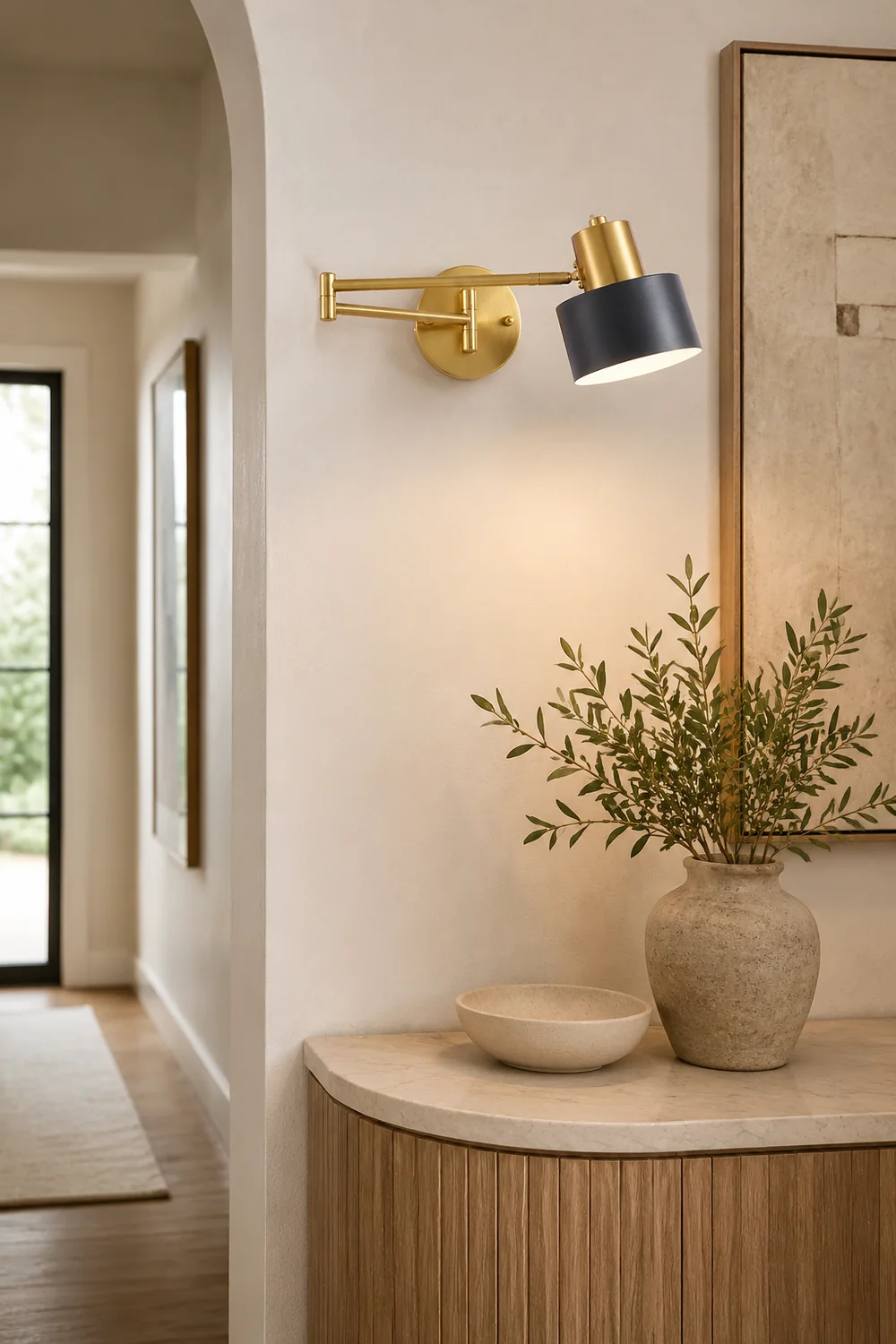 Freja Wall Lamp Modern, Metal Adjustable, Black/Gold, Bedroom - Lumpaz