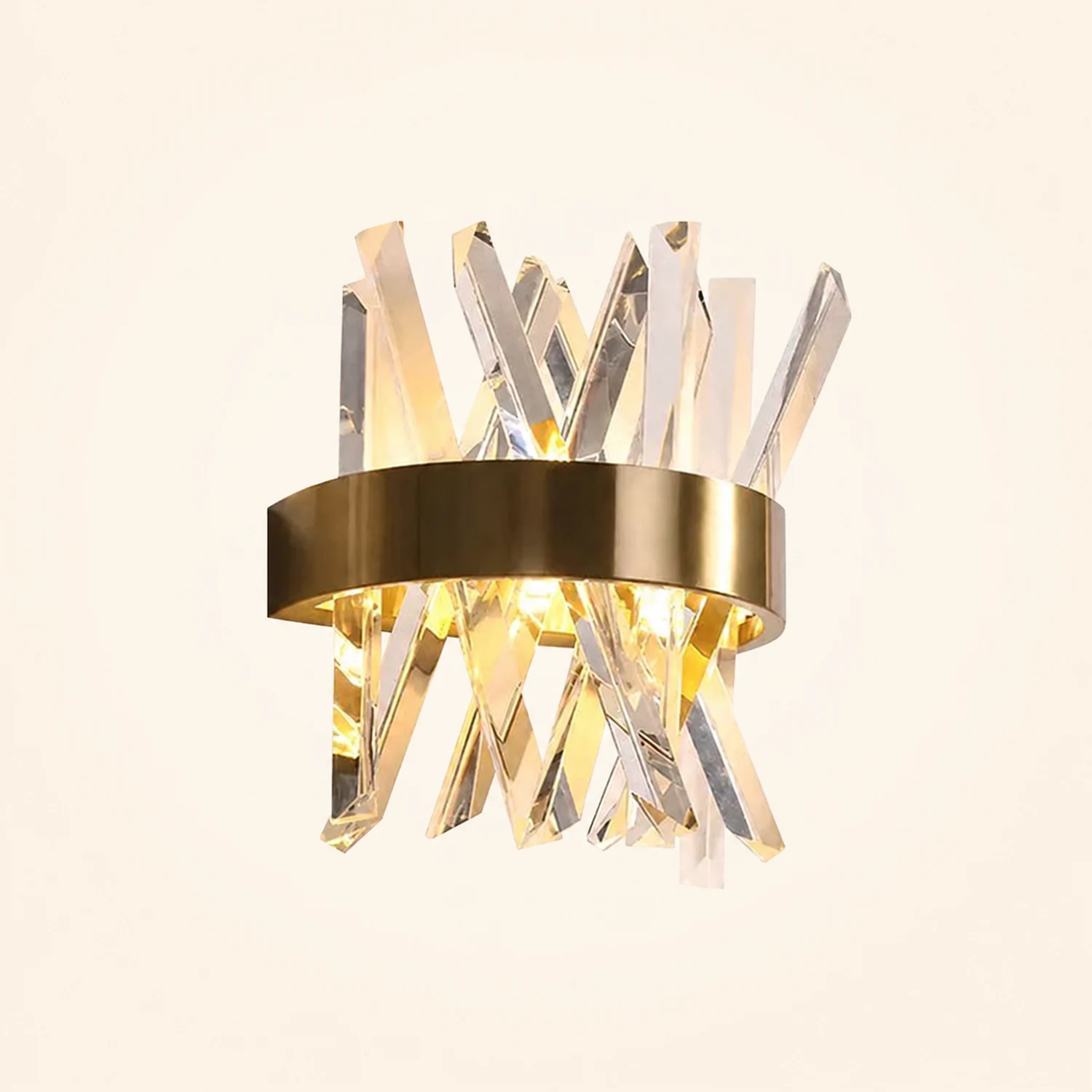 Marilyn Decorative Geometric Crystal/Metal Wall Lamp, Gold - Lumpaz