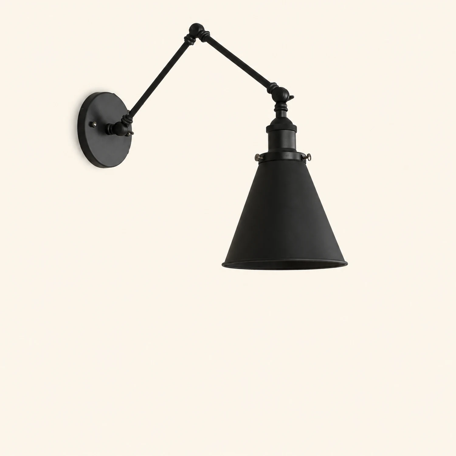 Brady Vintage Adjustable Wall Lamp, Metal, Black/Rust, Living Room - Lumpaz