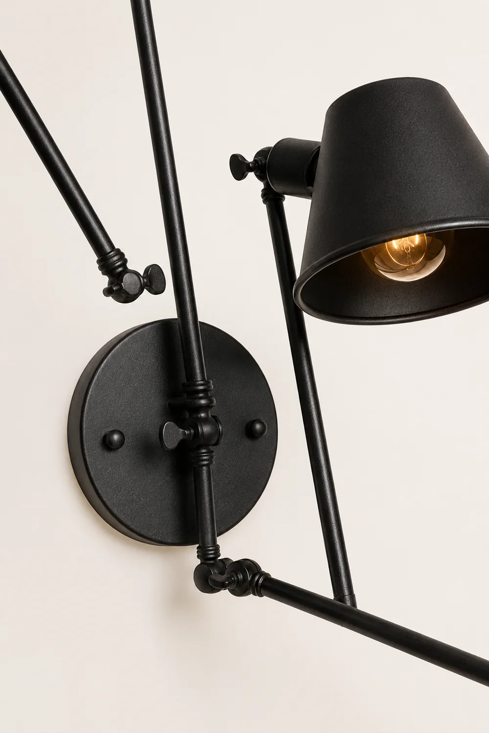 Brady Vintage Adjustable Metal Wall Lamp, Black/Rust, Bedroom - Lumpaz