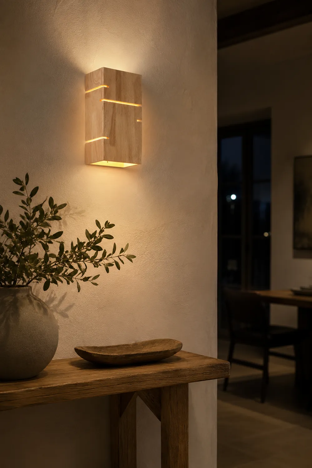Ozawa Wall Lamp Rectangular Minimalist, Mounted Bedside, Wood, Bedroom - Lumpaz