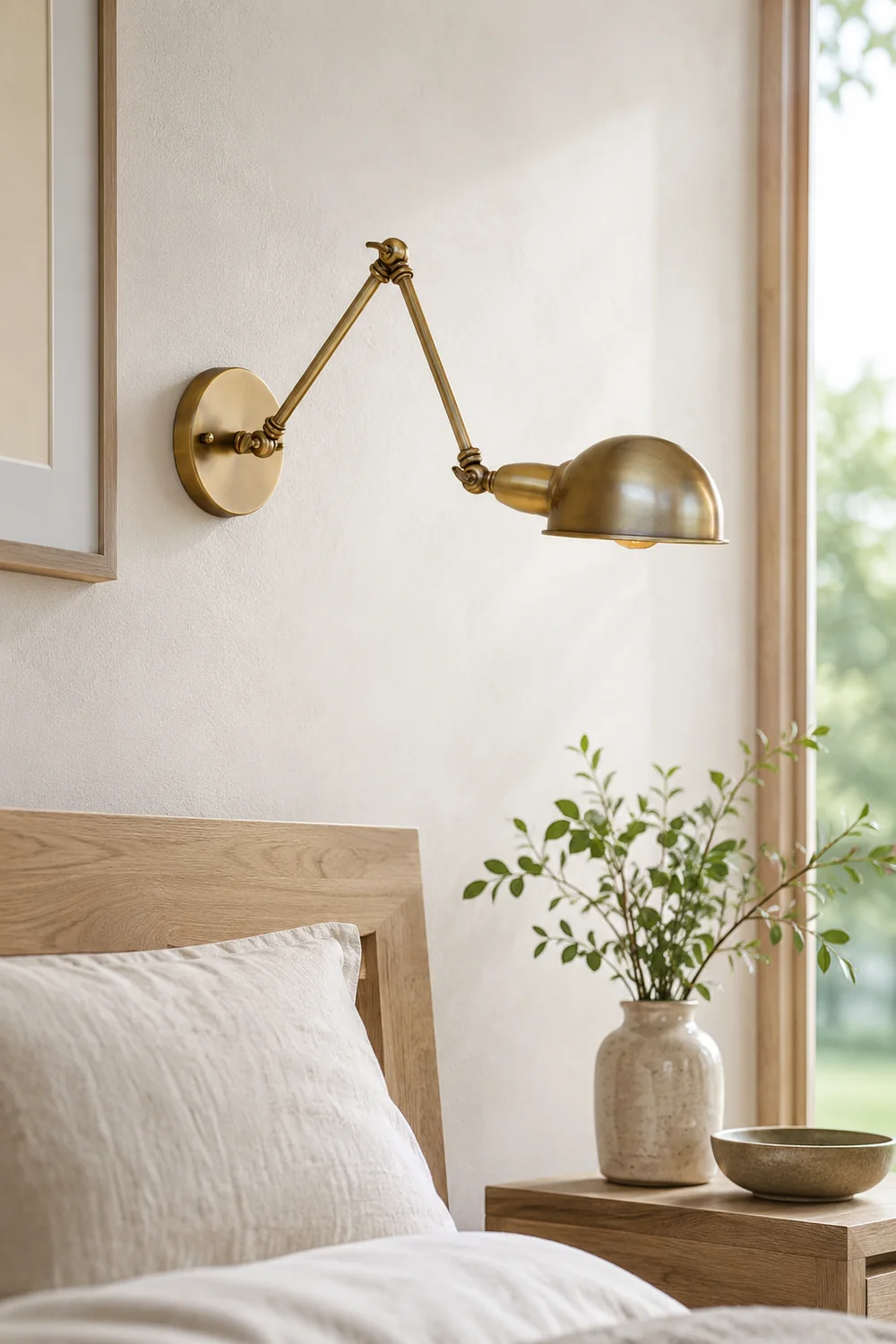 Brady Hemispheric Adjustable Wall Lamp, Brass/Antique Brass/Chrome, Bedroom - Lumpaz