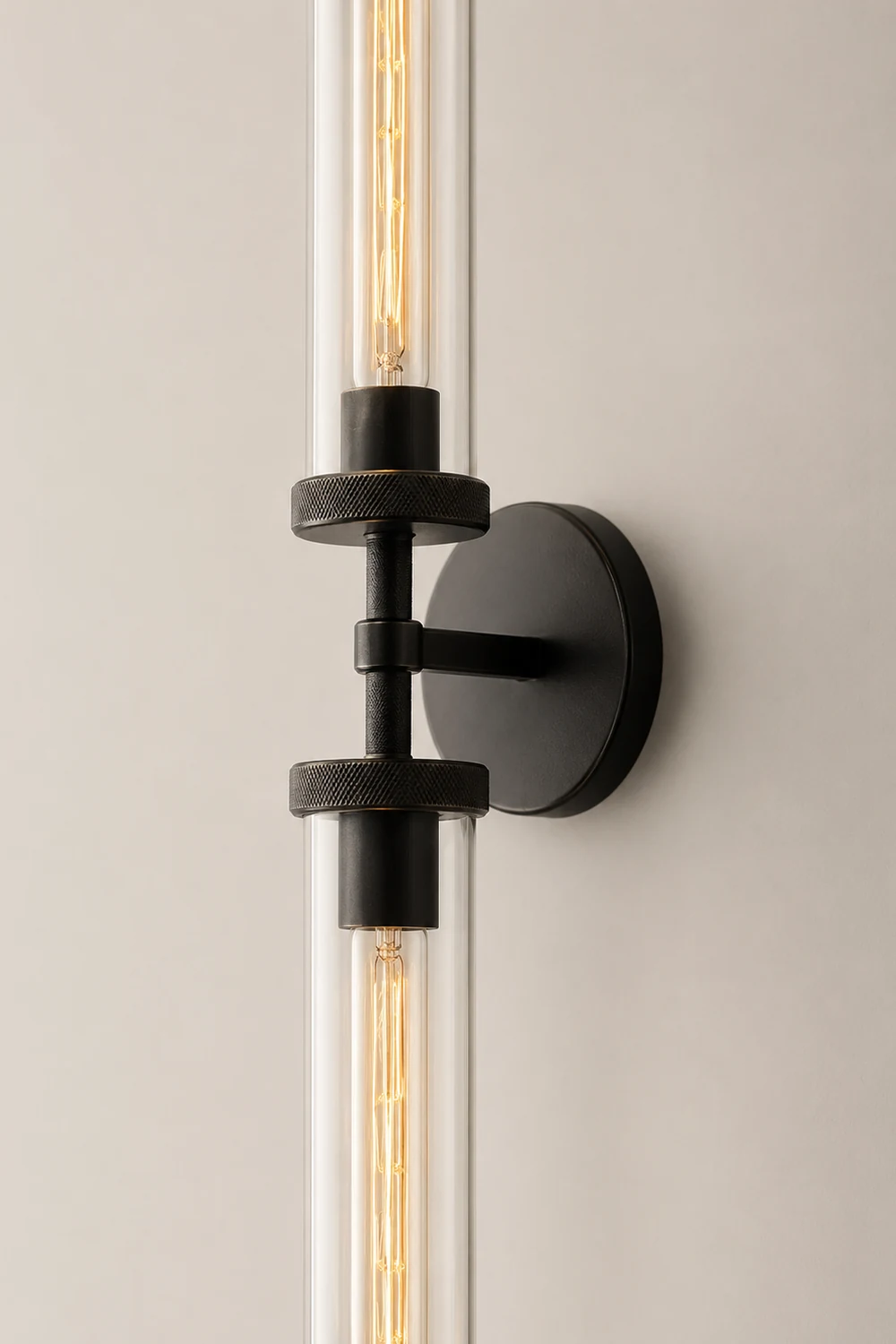 Leigh Modern Cylindrical Metal Led Wall Lamp, Black/Copper - Lumpaz