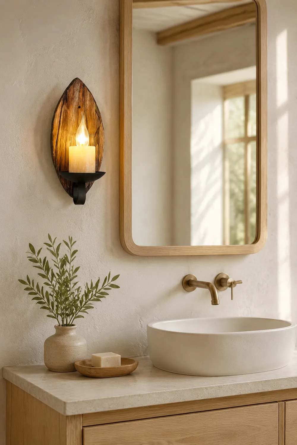 Austin Vintage Leaf Shape Wood Metal Wall Lamp Living Room - Lumpaz