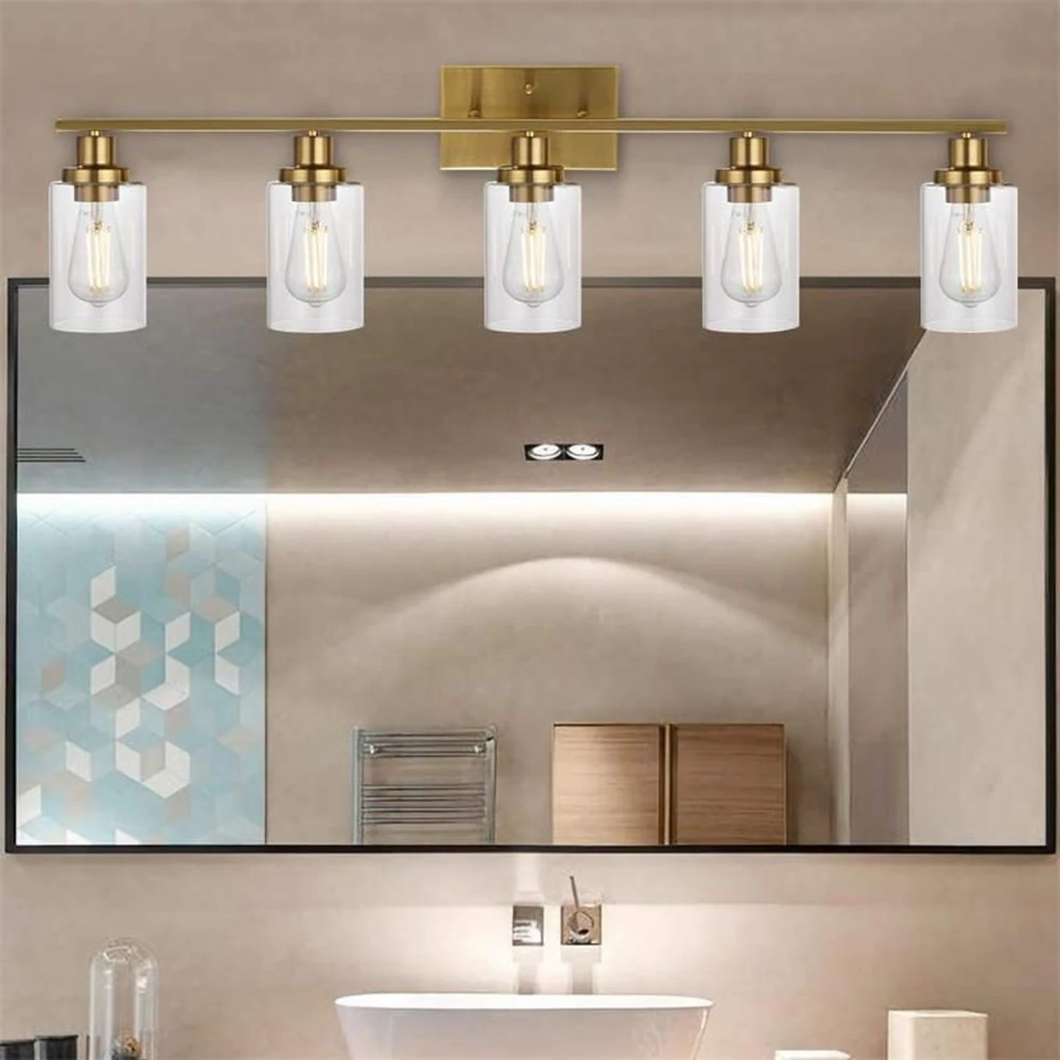 Alessio Modern Mirror Front Black Vanity Wall Lamp, Metal/Glass - Lumpaz