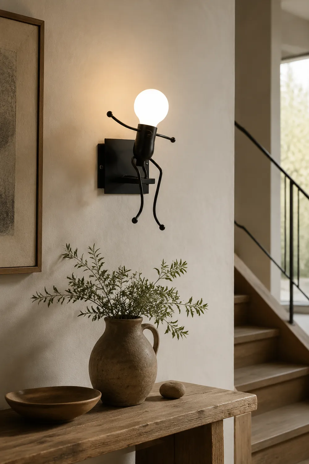 Luxo Modern Decorative Man Metal Wall Lamp, White/Black - Lumpaz