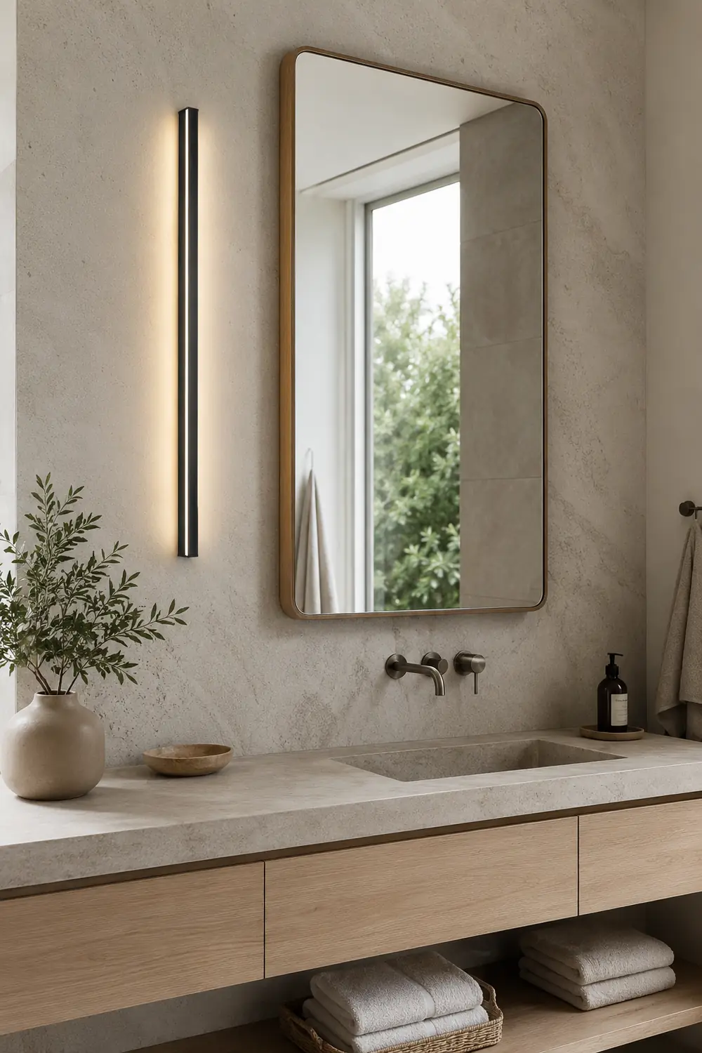 Edge Minimalist Black Bar Mirror Front Vanity Wall Lamp, Metal/Acrylic - Lumpaz