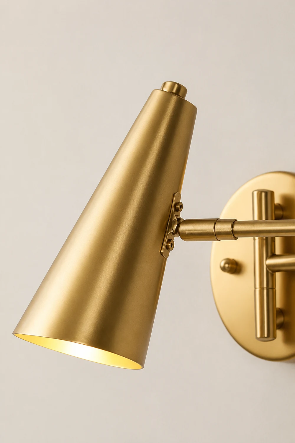 Freja Wall Lamp Cone Modern, Metal Adjustable, Black/Gold, Bedroom - Lumpaz