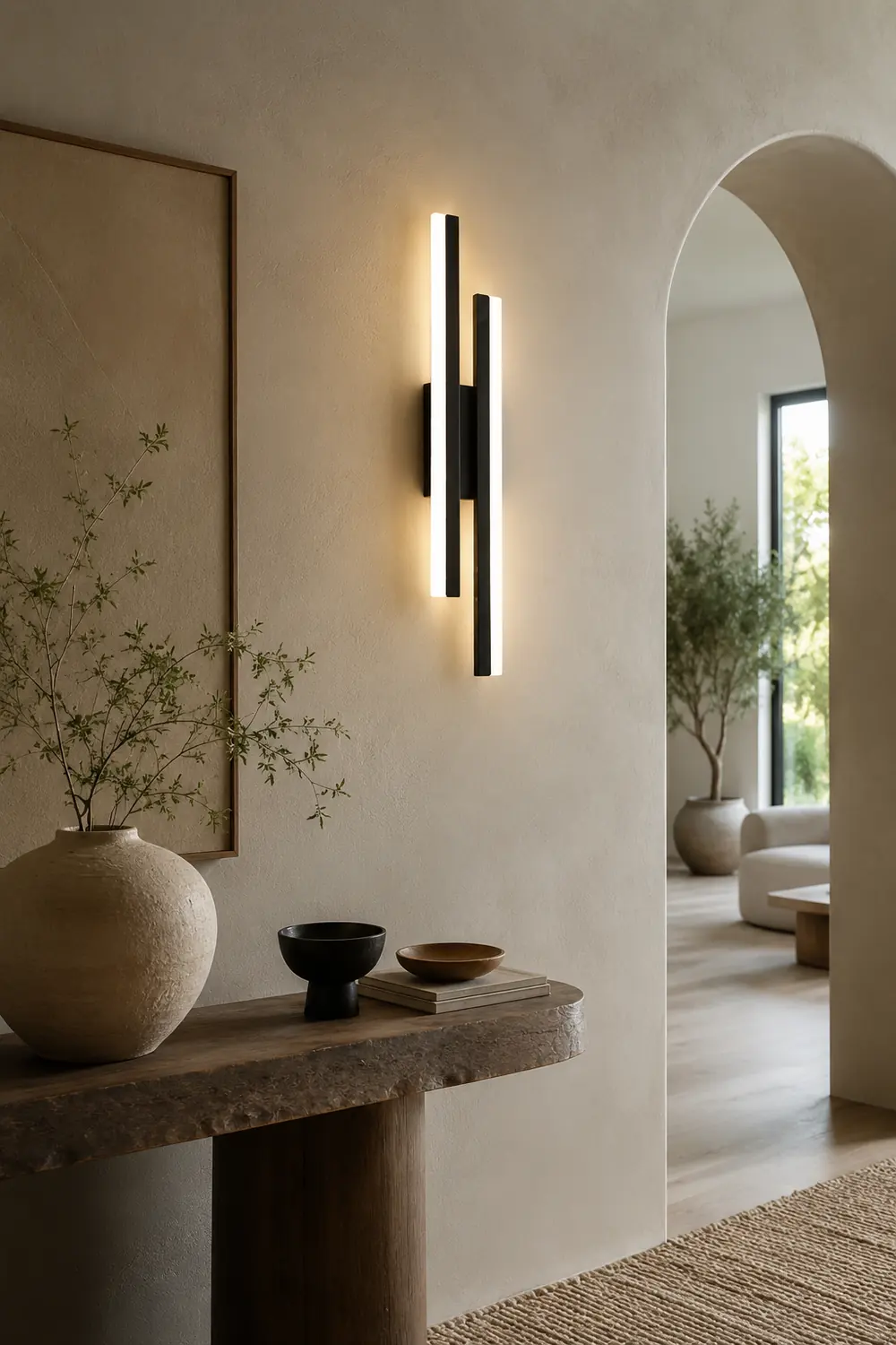 Alana Minimalist Geometric Wall Lamp, Acrylic/Metal, Black/White - Lumpaz