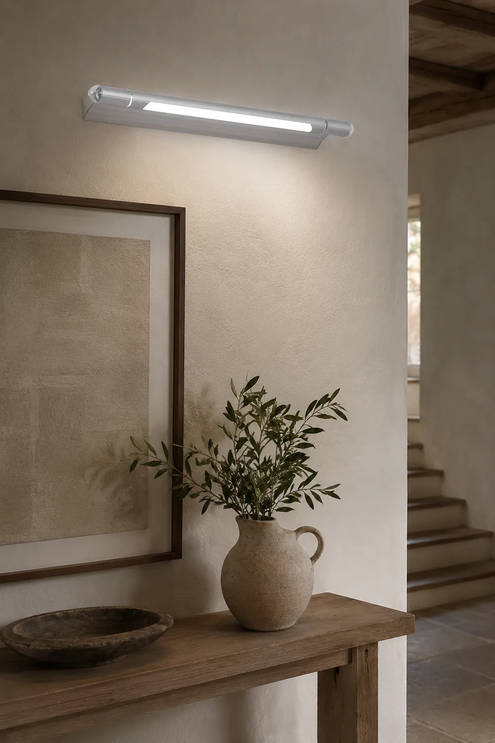 Edge Minimalist Linear Led Vanity Wall Lamp, Silver, Bathroom - Lumpaz