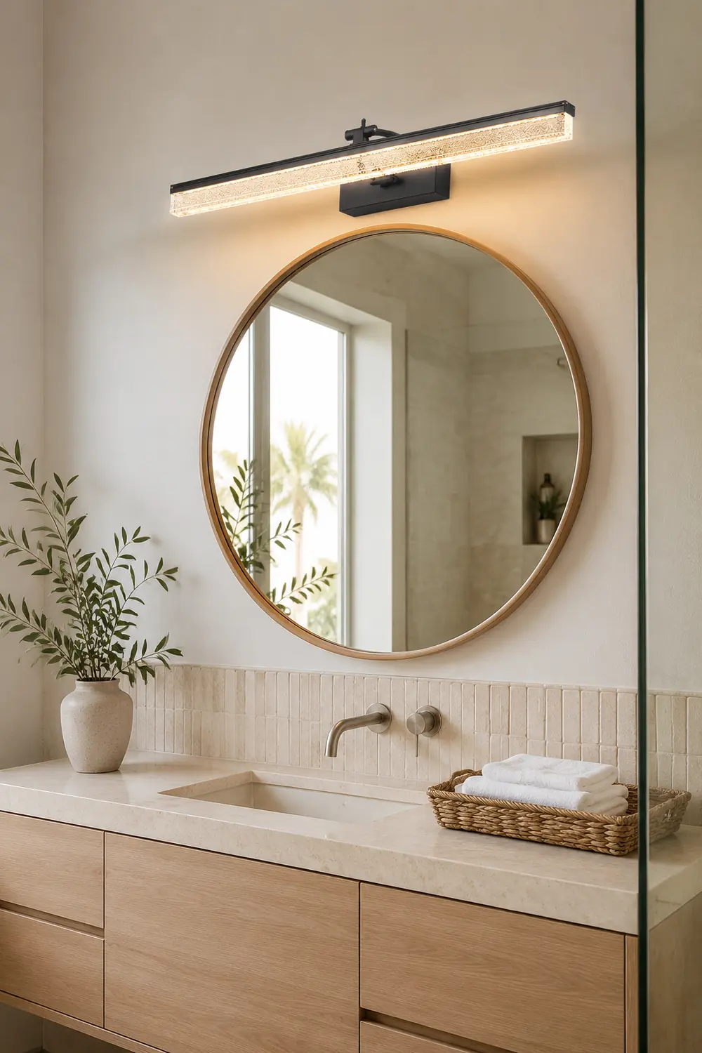 Edge Minimalist Linear Metal/Acrylic Mirror Front Vanity Wall Lamp, Black/White/Silver - Lumpaz