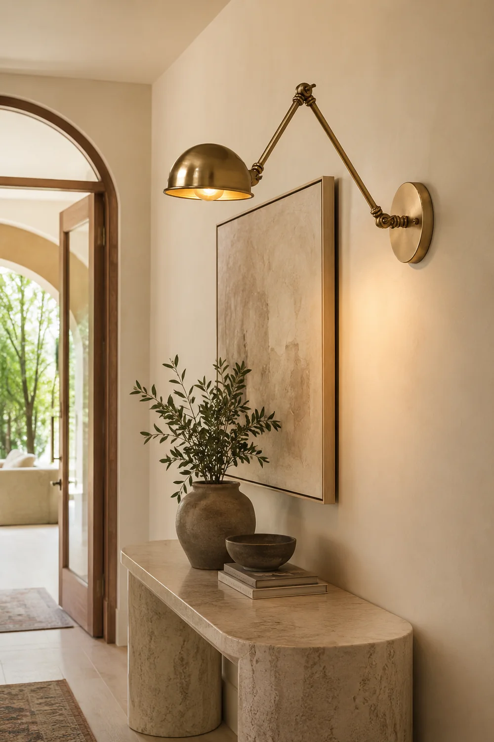 Brady Hemispheric Adjustable Wall Lamp, Brass/Antique Brass/Chrome, Bedroom - Lumpaz