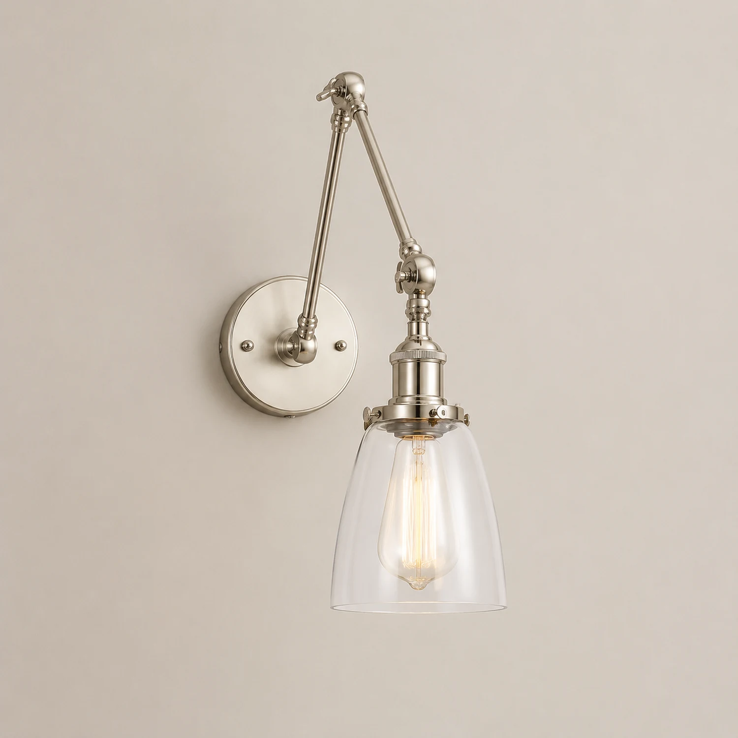 Alessio Wall Lamp Tapered, Modern, Glass/Metal Adjustable, 4 Color, Living Room - Lumpaz