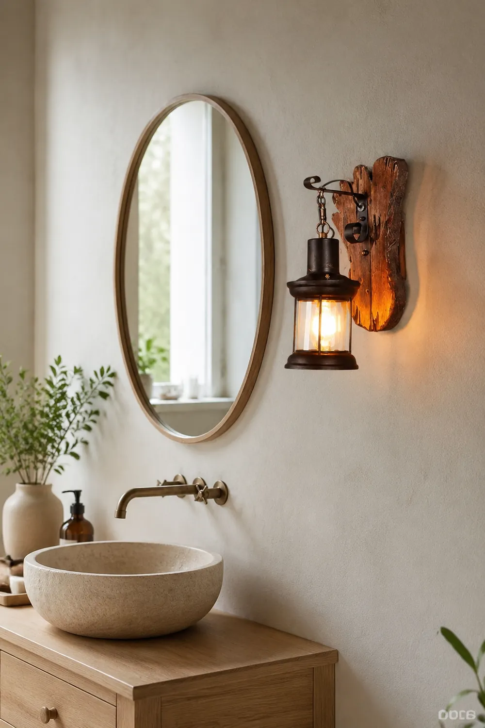 Austin Wall Lamp Foot Shape Vintage, Wood/Metal, Dining Room - Lumpaz