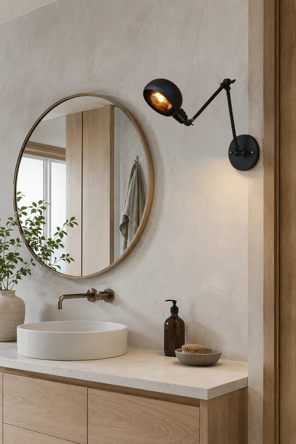 Brady Wall Lamp Dome Metal, Adjustable Black, 2 Size, Bedroom - Lumpaz