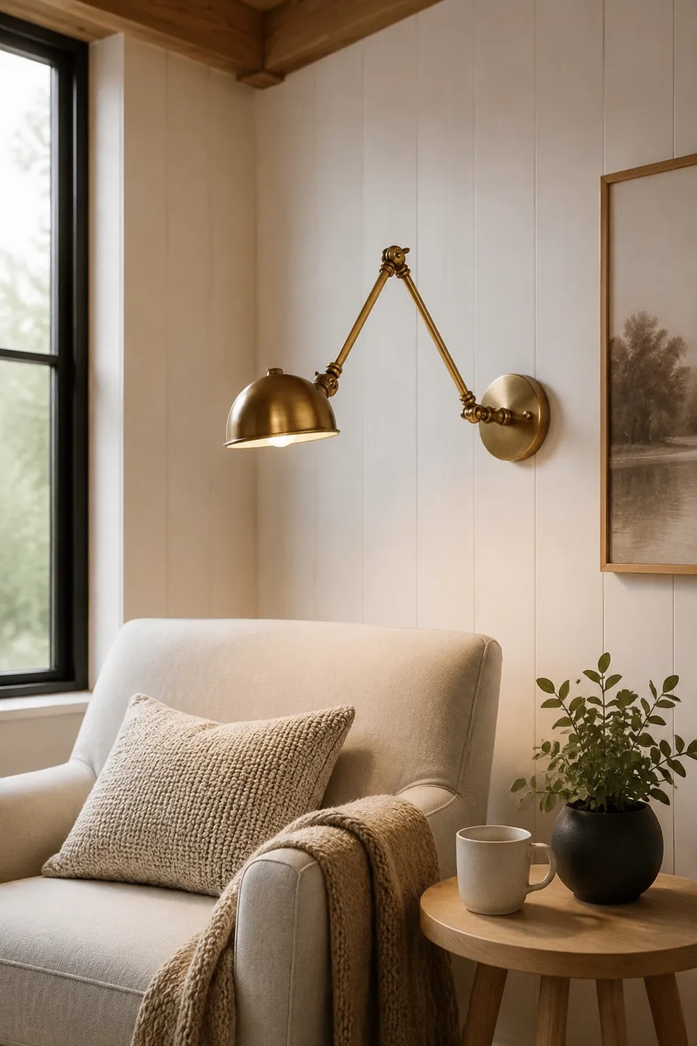 Brady Hemispheric Adjustable Wall Lamp, Brass/Antique Brass/Chrome, Bedroom - Lumpaz