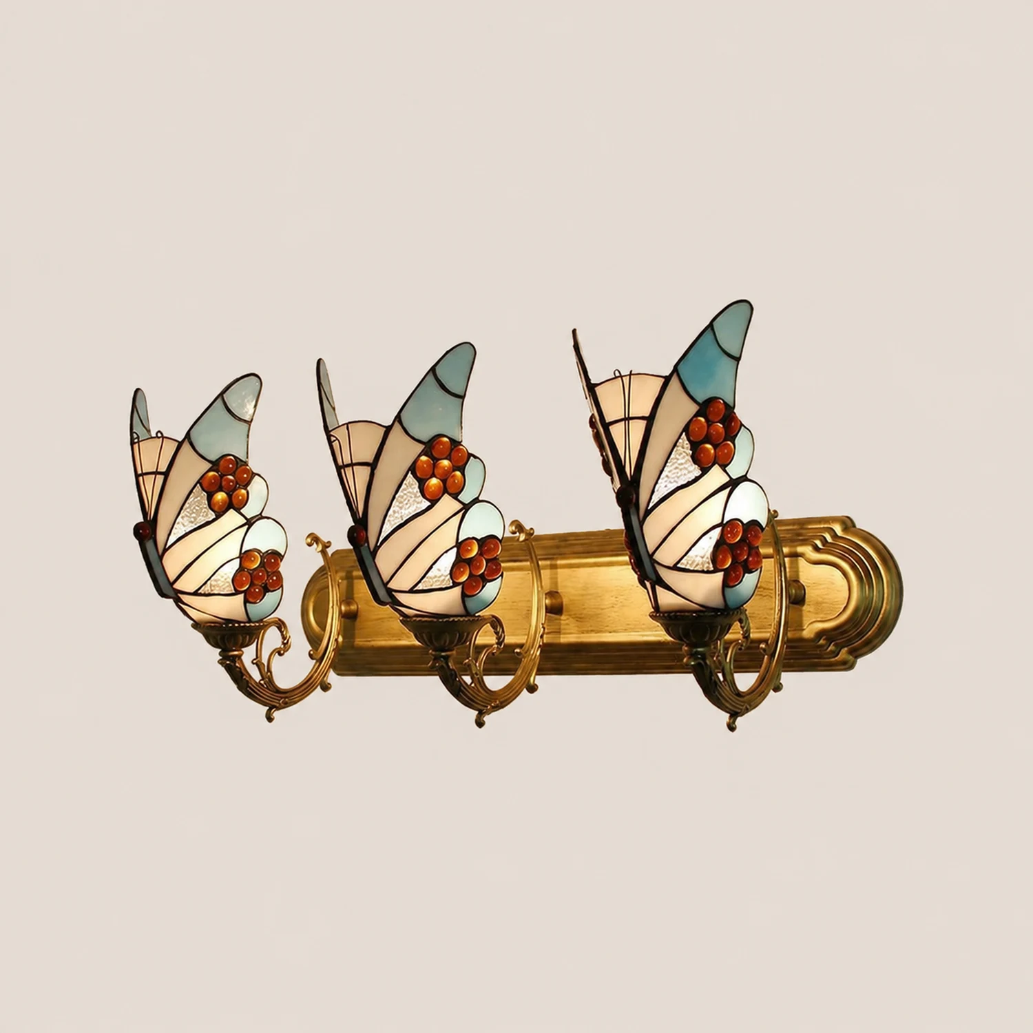 Kady Artistic Butterfly Metal/Glass Lamps Wall, Red/Blue/Multi-Color/Light Blue - Lumpaz