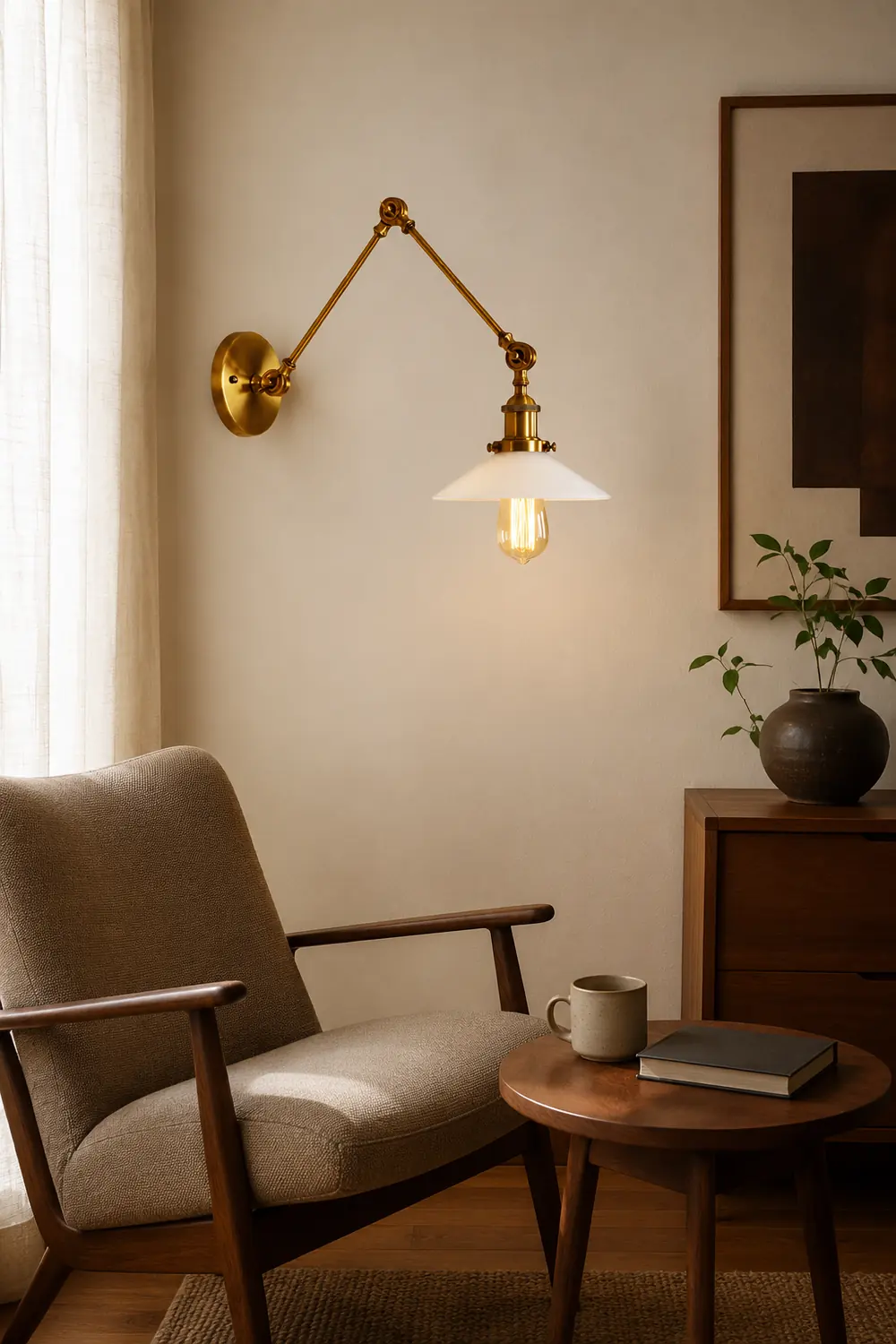 Alessio Wall Lamp Retro Saucer Lampshade Metal Adjustable 2 Color, Bedroom - Lumpaz